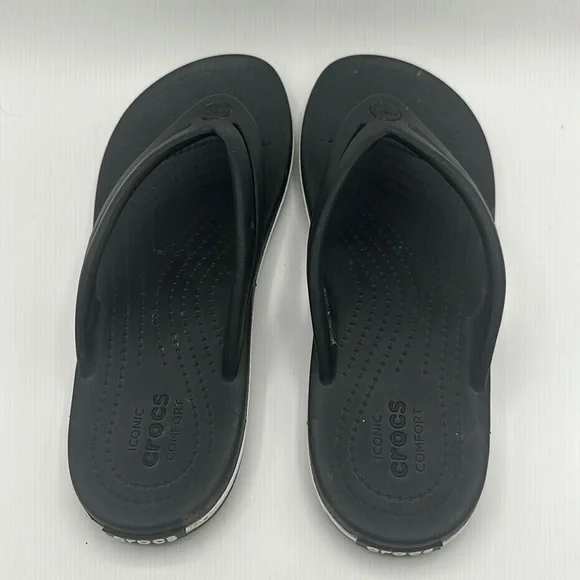 Crocs Crocband Flip Flops Womens Size 10 Sandals Graphite Black Waterproof Thong - Picture 6 of 12